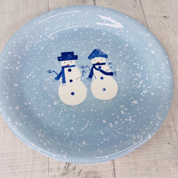 Home Target WINTER FROST Hand Painted Snowman Stoneware Blue Salad Plates Set 4 - Picture 4 of 16